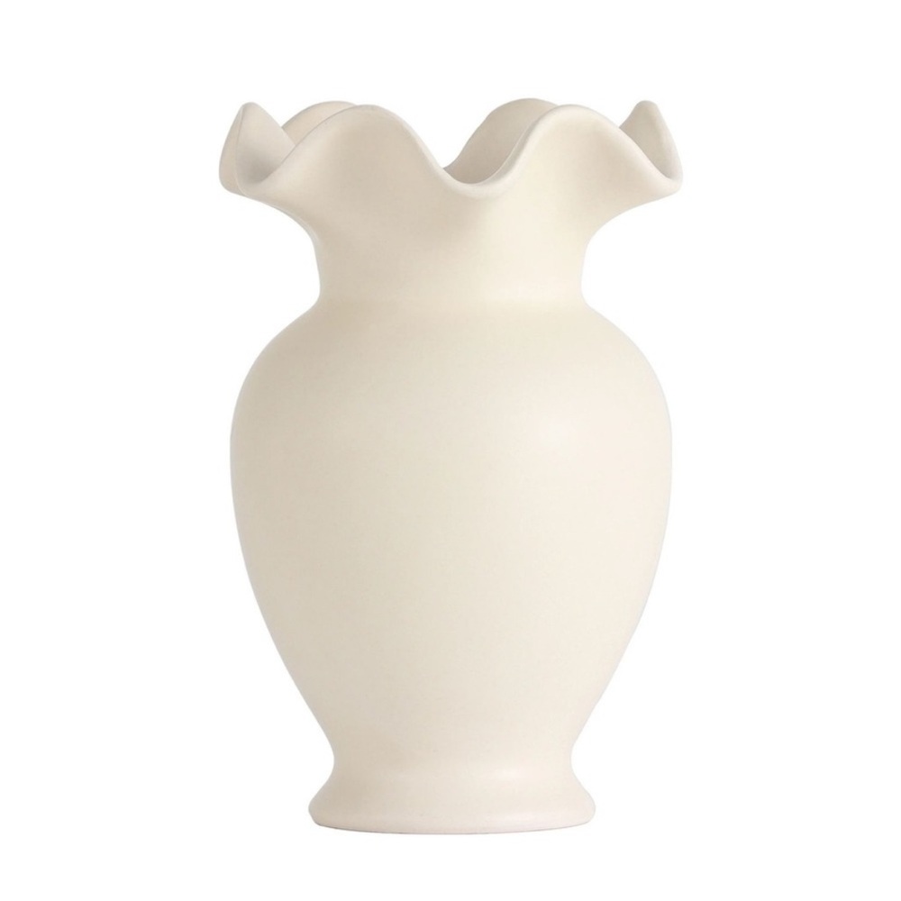 Scallop Ruffle Off-White Ceramic Vase - Home Decor Collection